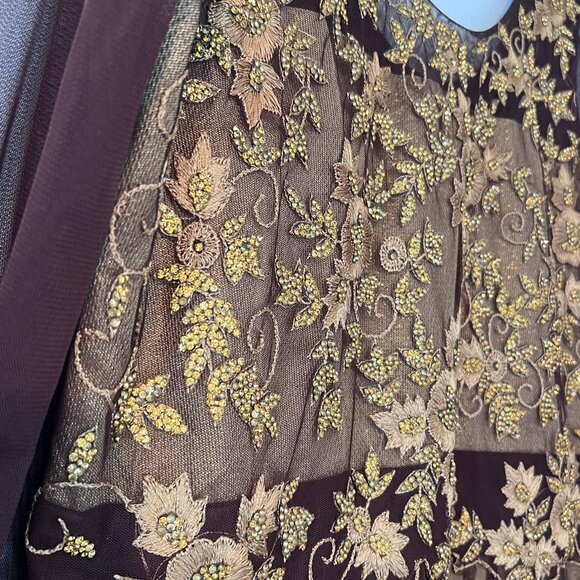 Indian Anarkali long dress black and beige gown Size XL - Picture 6 of 14